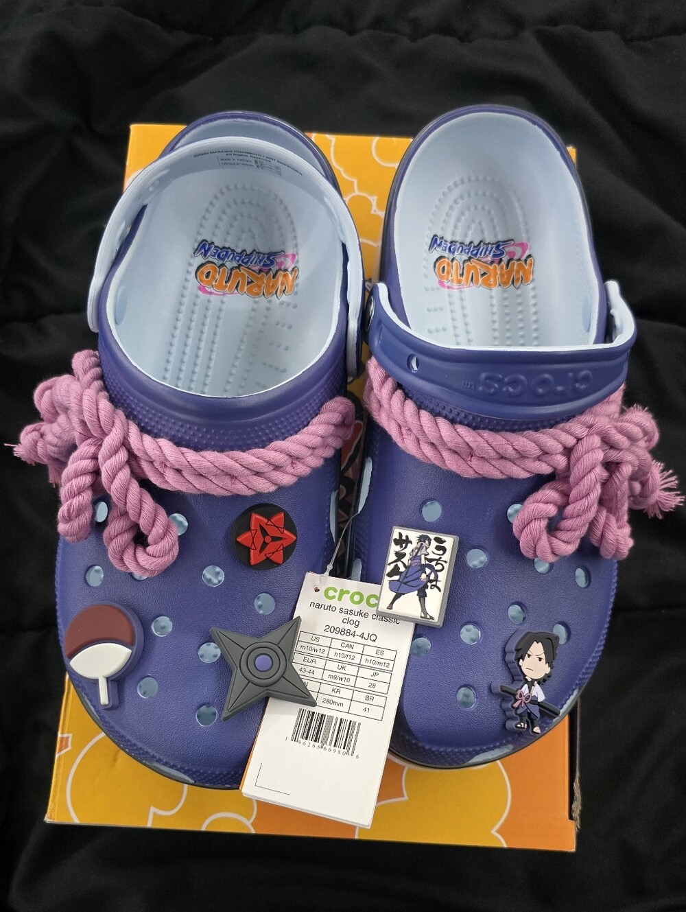 Size 10 Men CROCS × Naruto Shippuden Sasuke Edition